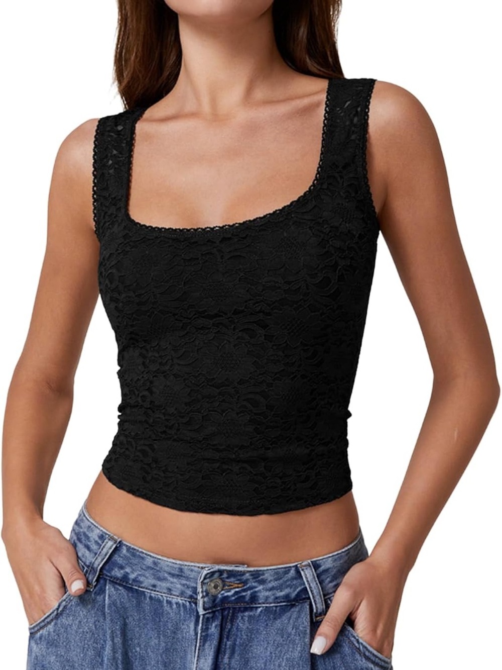 QINSEN Women's Lace Tank Top